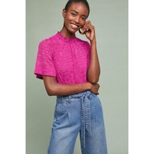 FeatherBone by Anthropologie Chatelet Blouse - S Raspberry